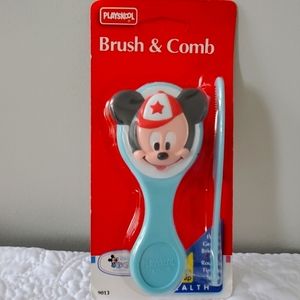 New PLAYSCHOOL Vintage Mickey Mouse Baby Hairbrush & Comb - 1993